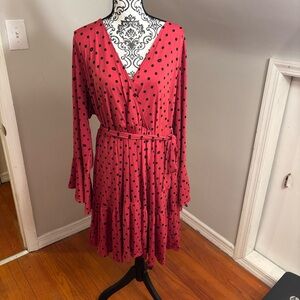 Torrid Marilyn Monroe Polka Dot Dress Size 3 22/24 plus retro bell sleeves